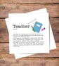Teacher Definition Card - Thank you, birthday, good luck, personalised. - Image 2