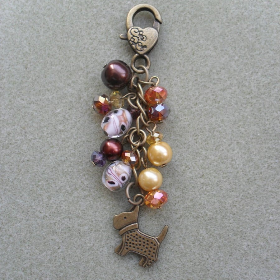 Clearance Dog Bagcharm with Glass Beads