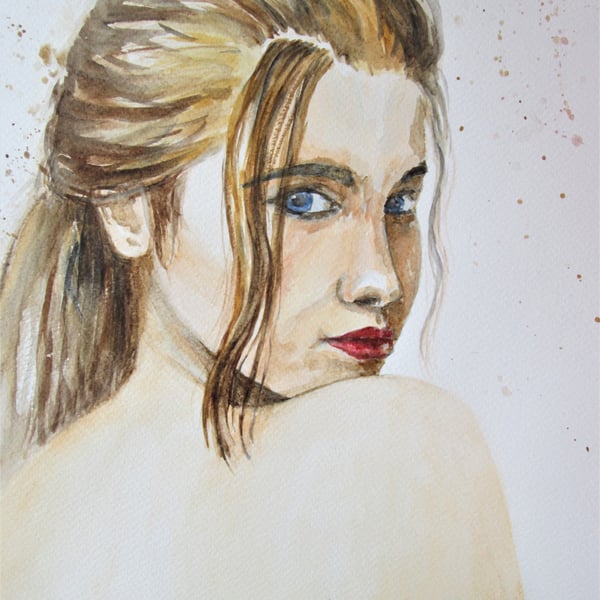 Girl portrait. Original Watercolour painting