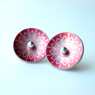 Red and silver flower studs