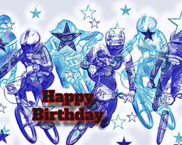 Happy Birthday Cross Country Cycle Art Card A5