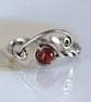 Garnet Twist Ring - Viking Style Rustic Jewellery. Silver with Deep Red Gem - Image 1