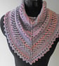 Neckwarmer, Kerchief Cowl, Scarf, Knitted Handspun, Lilac, Peach Merino - Image 2