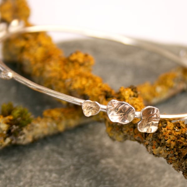 Sterling silver bangle inspired by lichen