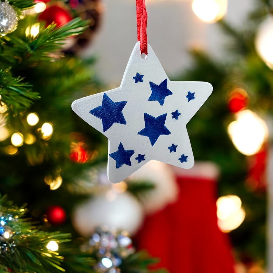 Hanging Christmas Stars, Emma Bridgewater inspired ceramic star