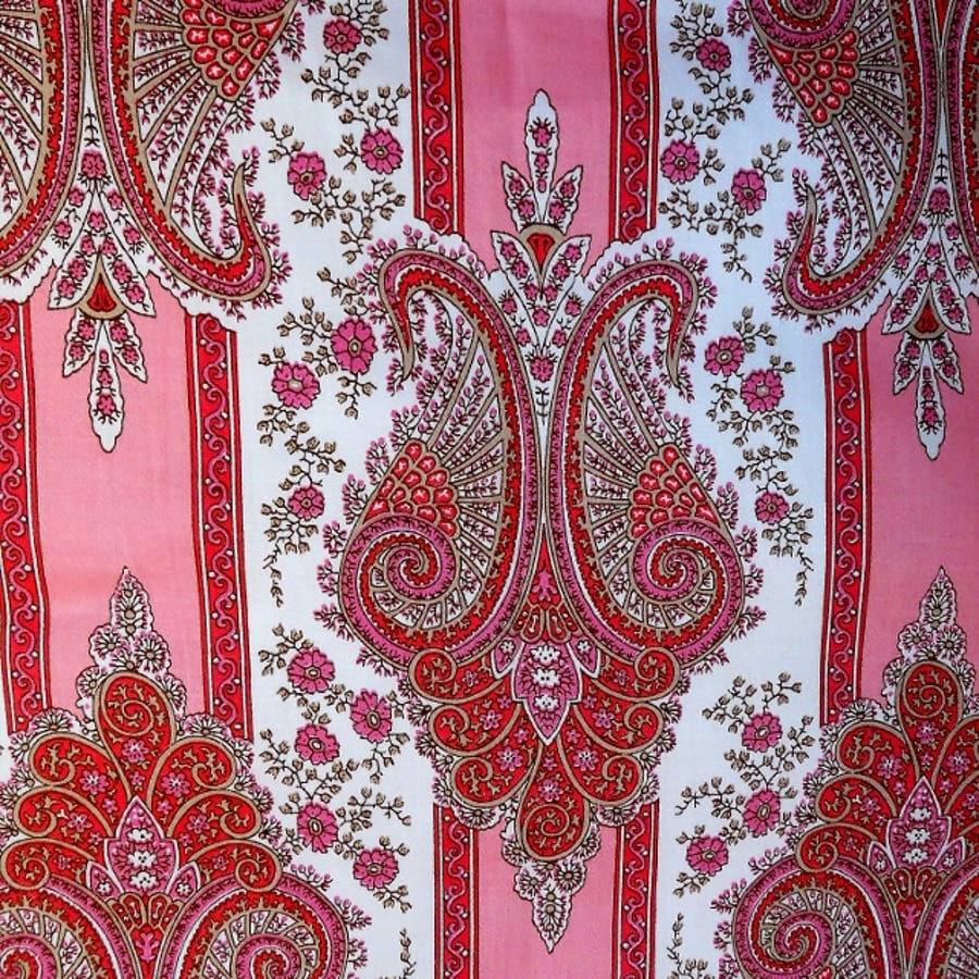 Red and Pink Paisley Stripe 60s 70s Hippy Vintage Fabric Lampshade option 
