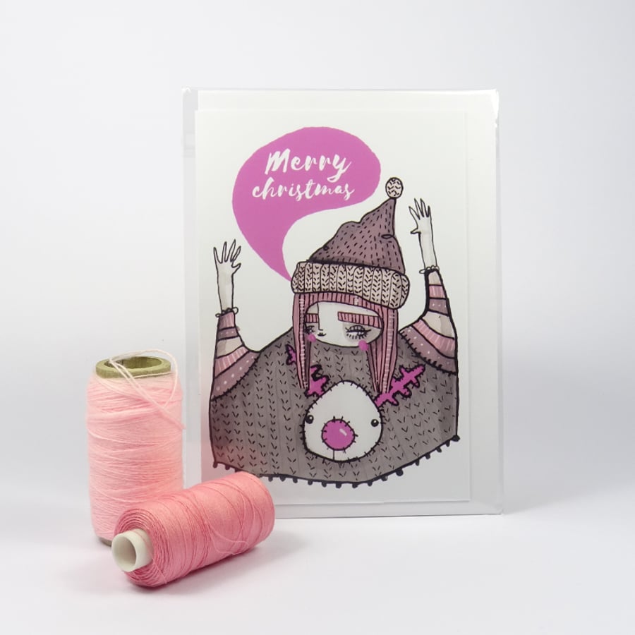'Merry Christmas' Single Illustrated Card