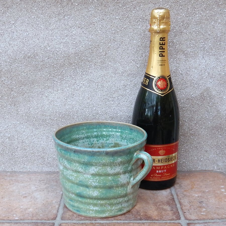 Wine cooler chiller ice bucket hand thrown in stoneware pottery