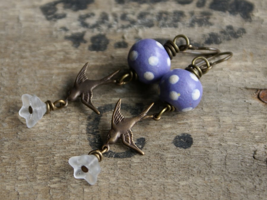 Spotted Ceramic Drop Earrings
