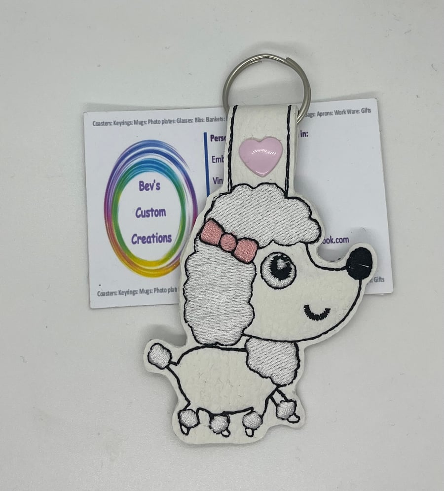 Embroidered Toy Poodle Keyring