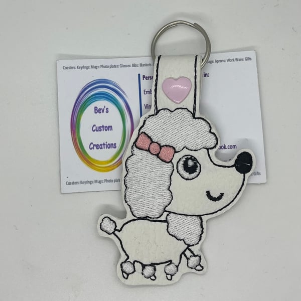 Embroidered Toy Poodle Keyring