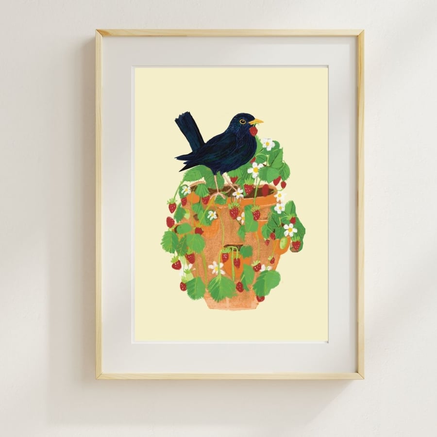 Art print The Strawberry Thief blackbird kitchen art