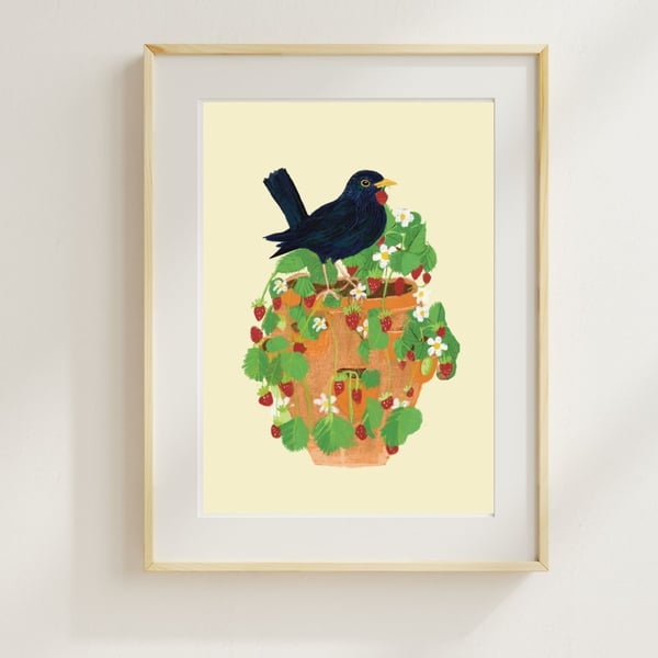 Art print The Strawberry Thief blackbird kitchen art