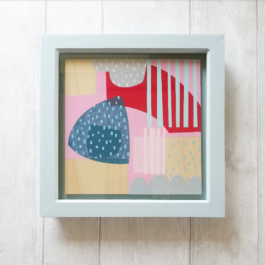 Framed Screenprint on Wood - Abstract Print - Hand Printed One of a Kind