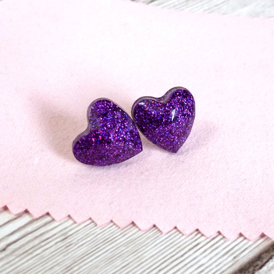 Purple deals heart earrings