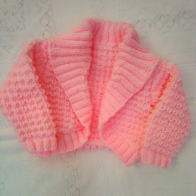 Girls Fisherman's Rib Edge to Edge Curved Front Cardigan, Baby Shower Gift