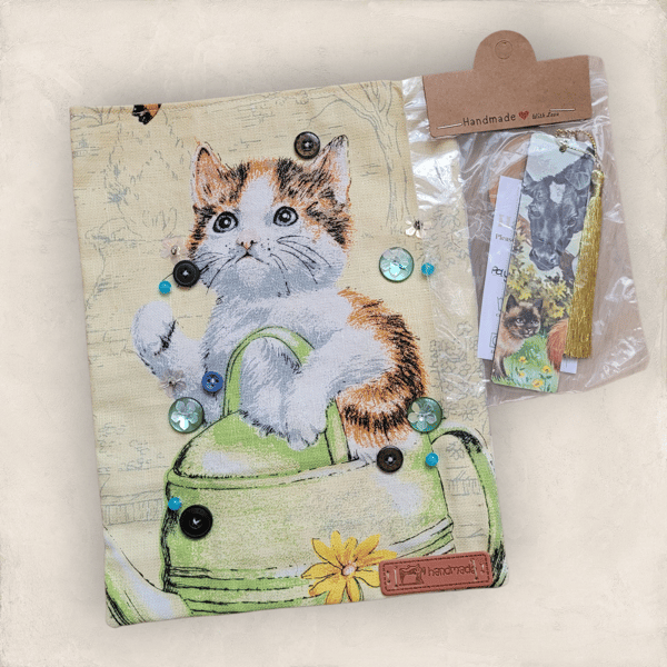 Cat Tea Towel Book Sleeve