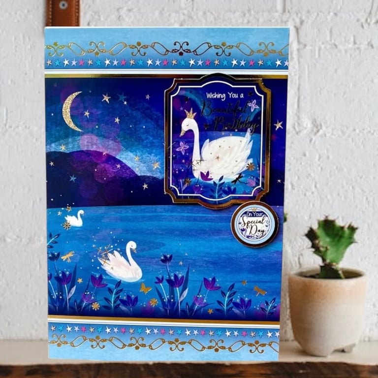 Swan Birthday Card. Birthday Card for him or her.