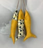 Puffins hanging fabric fish set, Handmade - Image 1