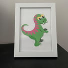 Handmade Dinosaur Framed Artwork 