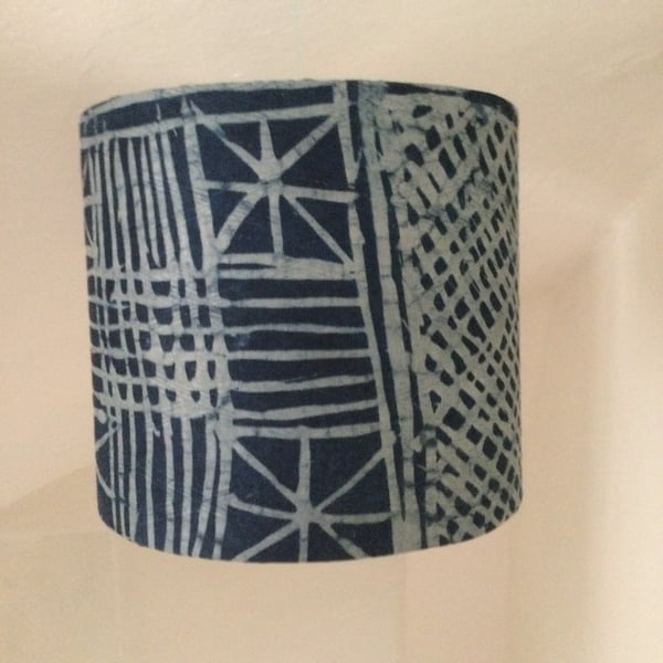 Lampshade of Nigerian indigo batik .