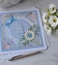 Get Well Soon Blue White Daisy Flower 3D Luxury Handmade Card - Image 1