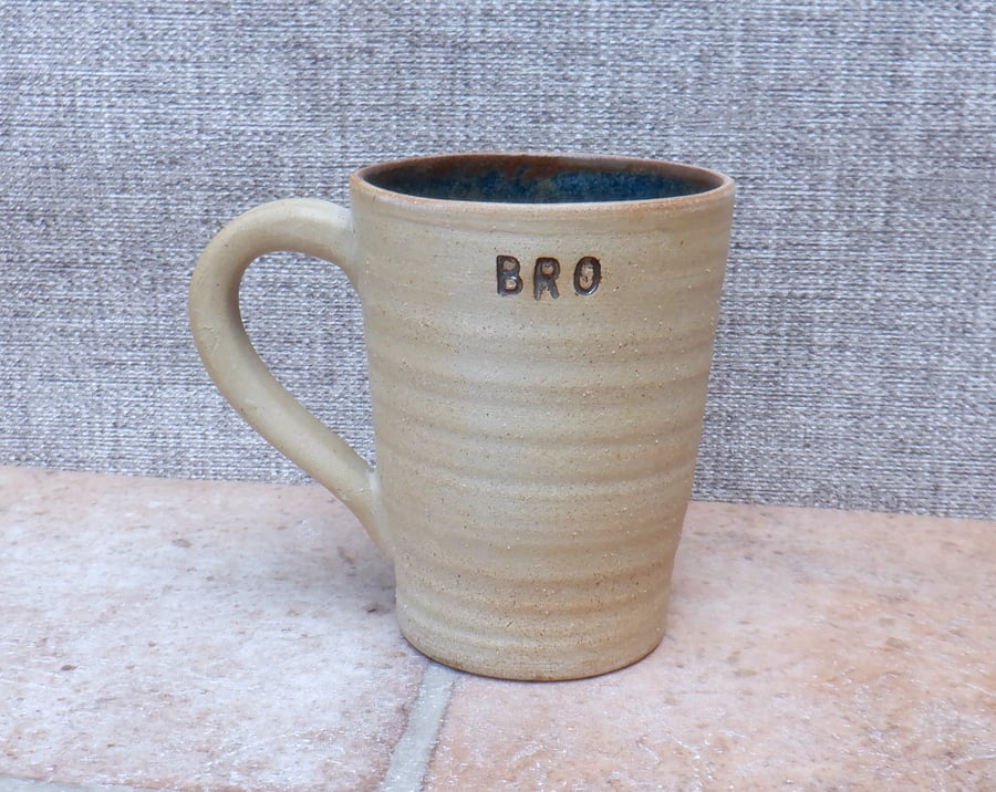 Latte mug for BRO coffee tea cup hand thrown stoneware pottery ceramic handmade