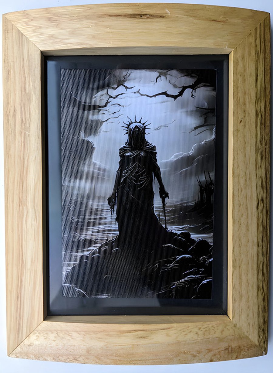Upcycled Gothic Framed Canvas - Eldritch Creature by Kate and Fate (17x22cm)