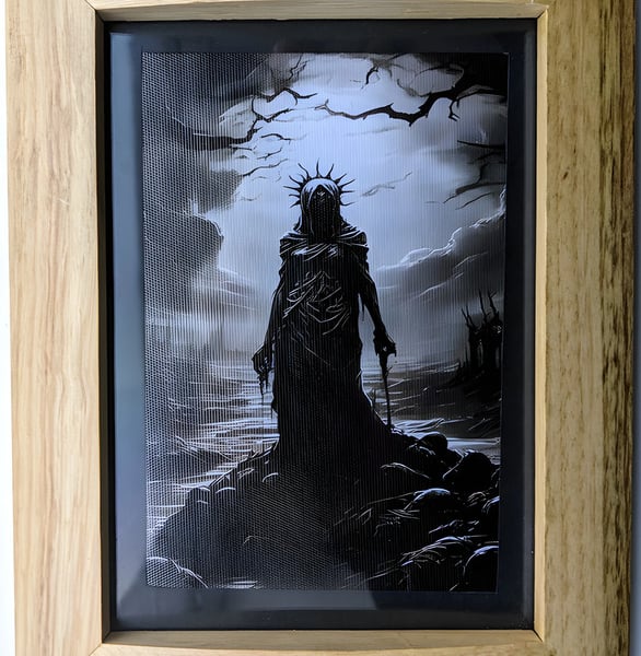 Upcycled Gothic Framed Canvas - Eldritch Creature by Kate and Fate (17x22cm)
