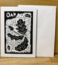 Oak Leaf Lino Print Greeting Card - Image 2