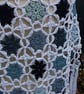 White and blue colours warm and cosy cotton crochet shawl - design A447 - Image 6