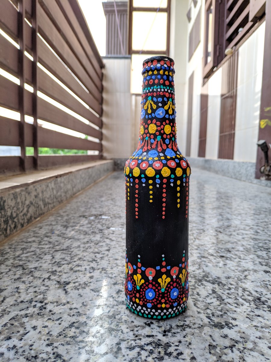 Mandala dot hand-painted glass vase