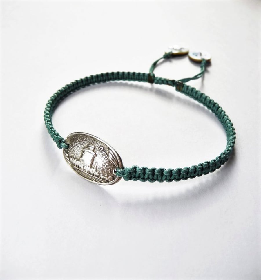 Upcycled 800 silver plate adjustable friendship bracelet