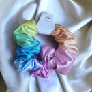 Silky shining rainbow scrunchie