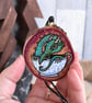 There's a Dragon in my Teacup! Pyrography hanging wood slice decoration - Image 2