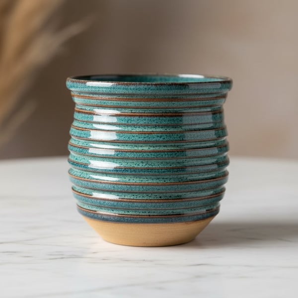 Wheel thrown Seafoam Ridge Pot 