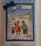 Handmade Christmas Card Children Waving To Santa Reindeer Sleigh - Image 1