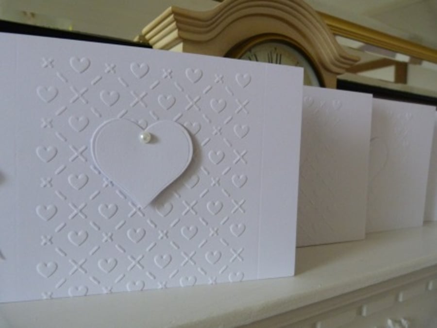 Pack of 5 blank Cross Stitch and Heart Cards