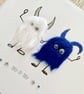 Mr and Mr Wedding fun Card (large size) - mini monsters - Image 2