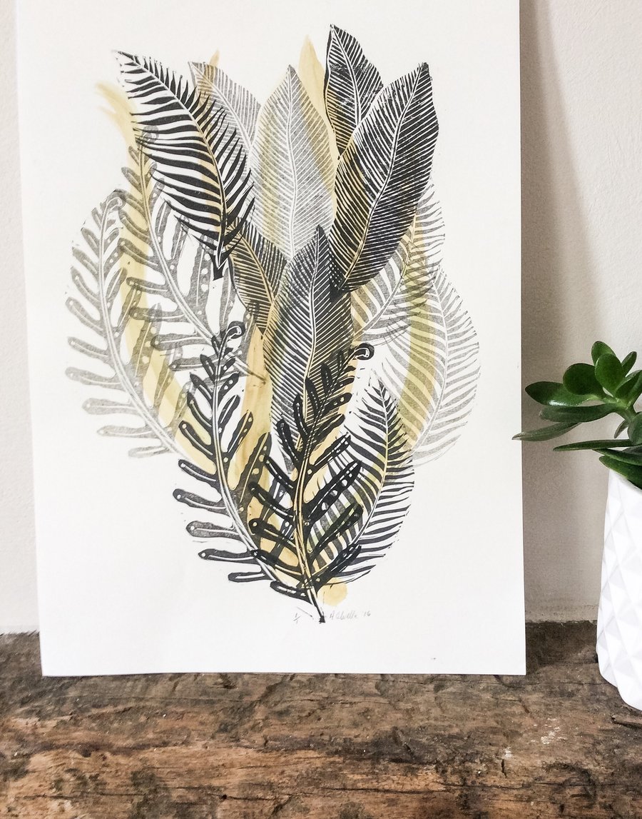 Foliage2  Linocut print