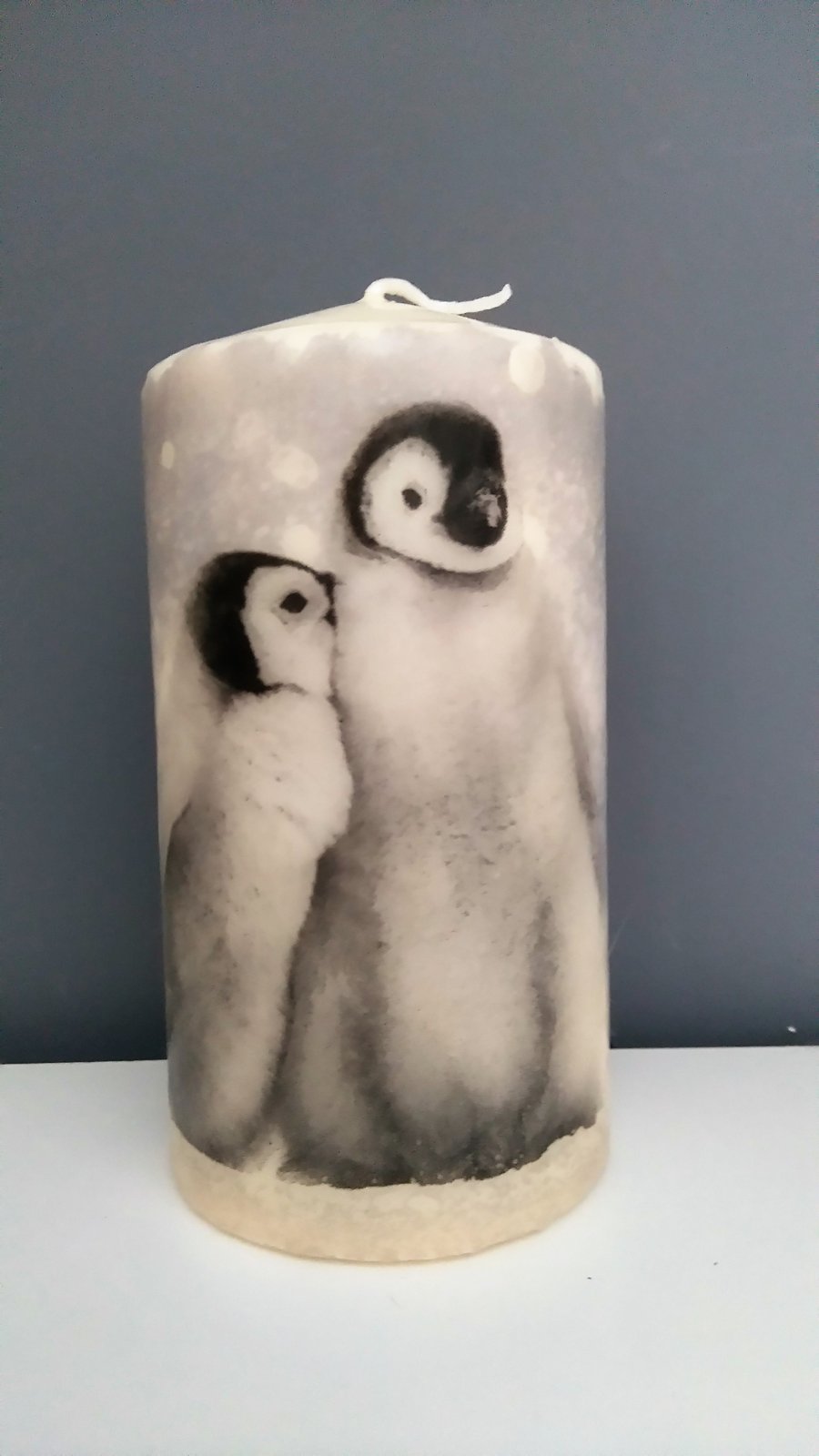 cute penguin couple candle 