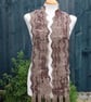 Crochet Stripey Scarf in Mahogany Brown - Image 2