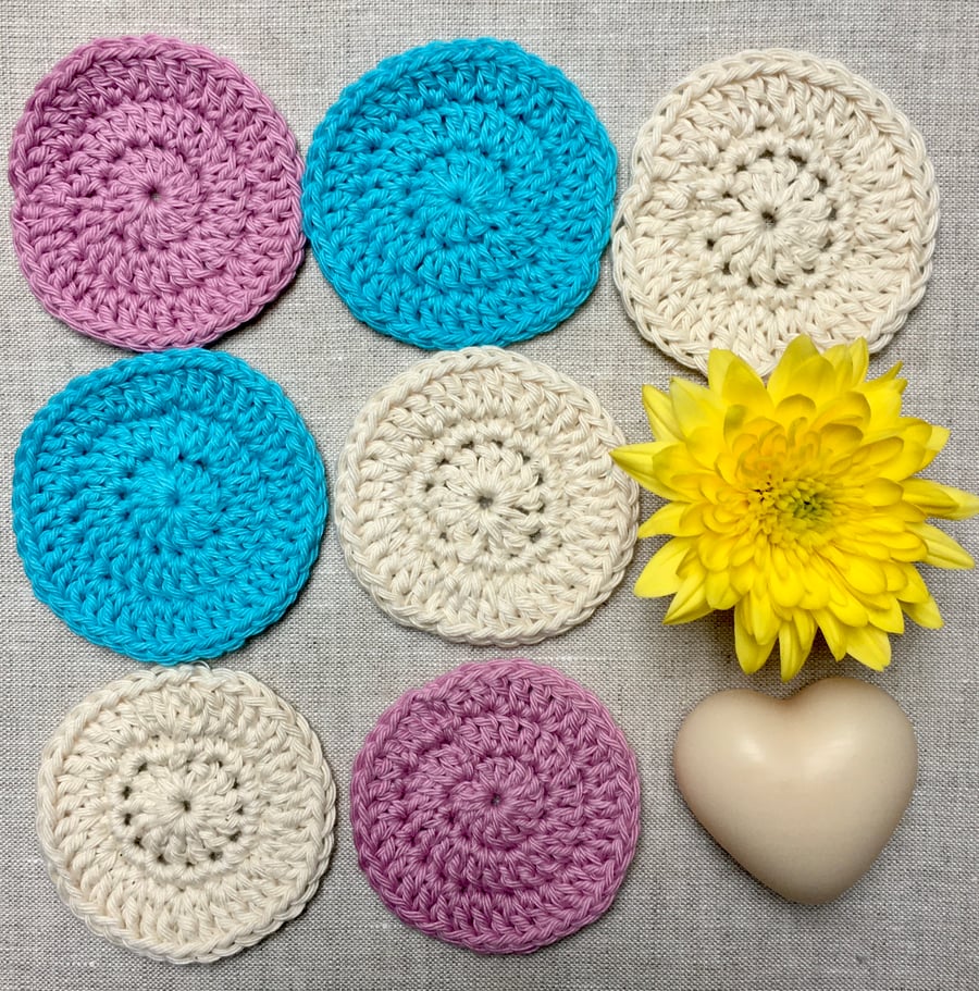 Face Scrubbies Reusable Cotton Make-up Wipes Set of 7 SECONDS SUNDAY