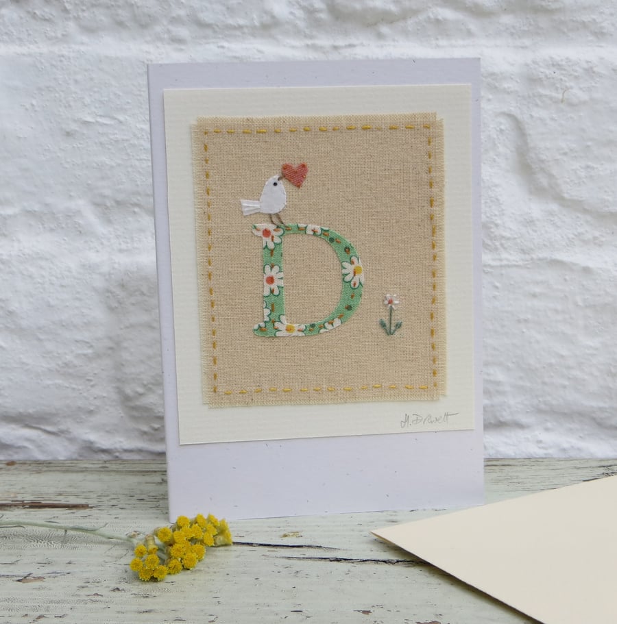 Letter D Alphabet card, new baby, Christening, birthday for someone special!
