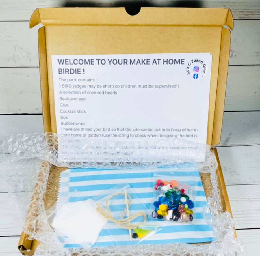  Craft kit- Make at home fused glass beaded bird kit