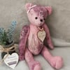 SOLD Hand dyed and hand embroidered teddy bear. OOAK Collectable Artist bear 