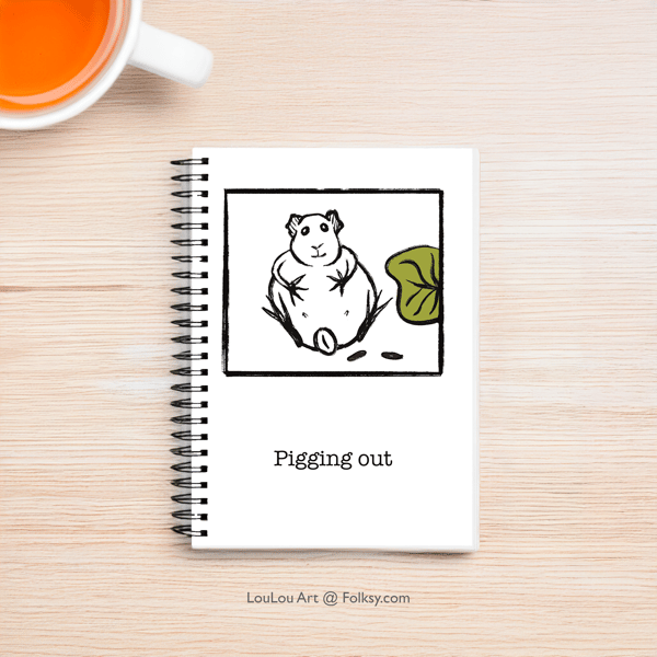 Pigging Out. Guinea pig A5 notebook