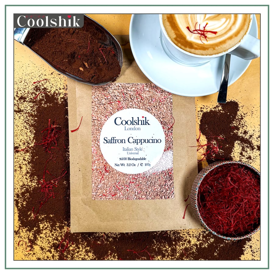 Artisanal Saffron Coffee Duo Arabic Coffee or Cappuccino Blend with Pure Saffron