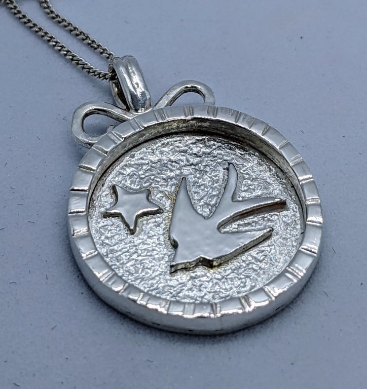 Sterling silver swallow pendant, British birds, Christmas gift