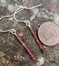 Copper Textured Square Bar Dangle Earrings - Image 2
